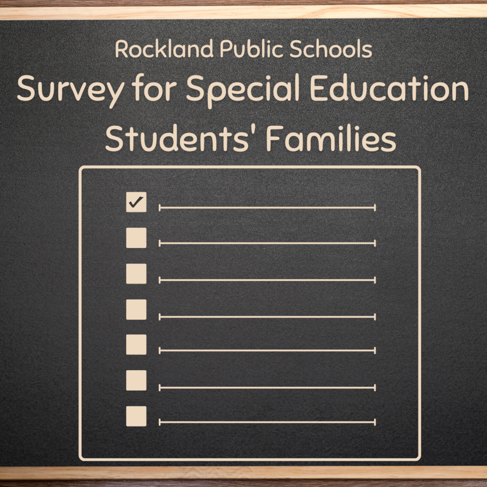 Chalkboard background with bullet point list. text says survey for special education students' families