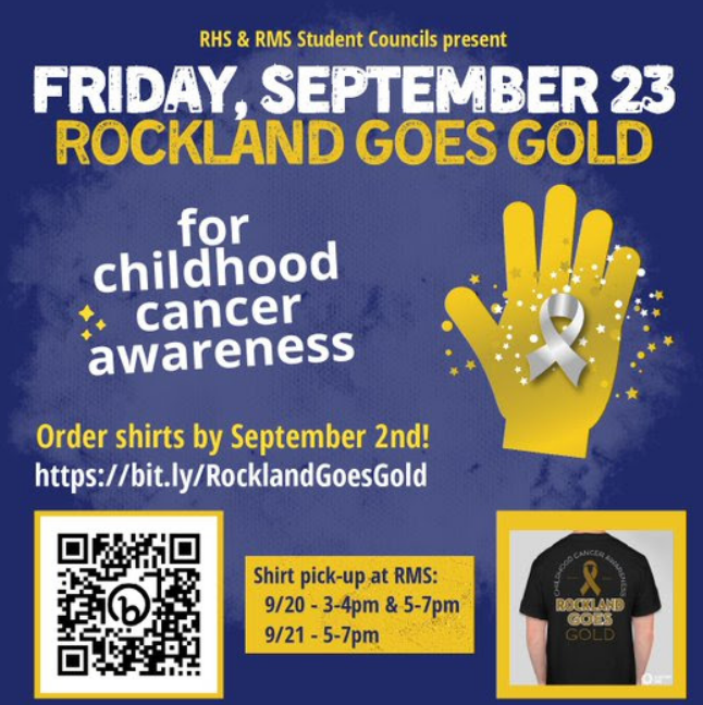 Childhood Cancer Fundraiser blue background gold glove cancer ribbon dates