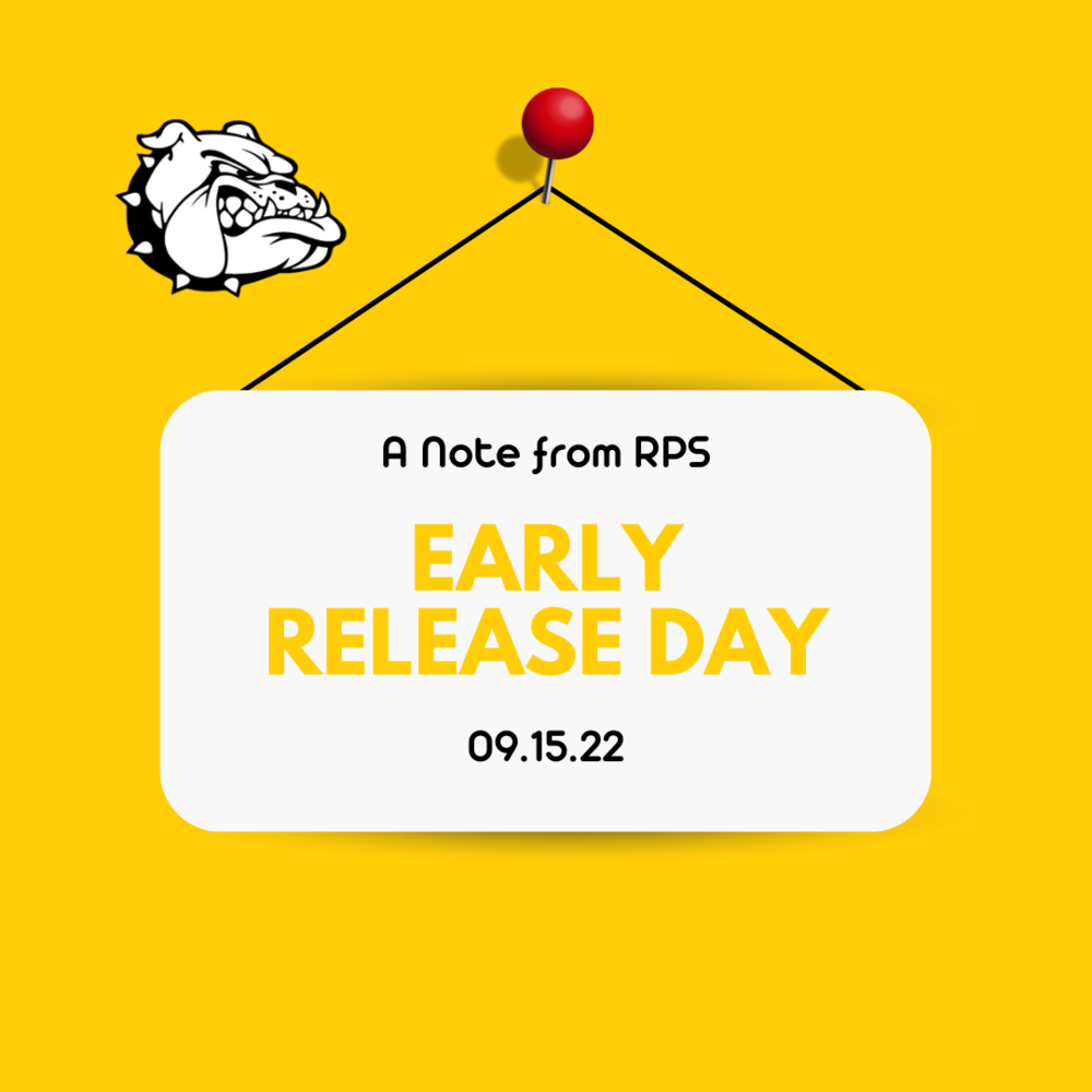 Yellow Background with a bulldog logo. Text says a note from rps early release day