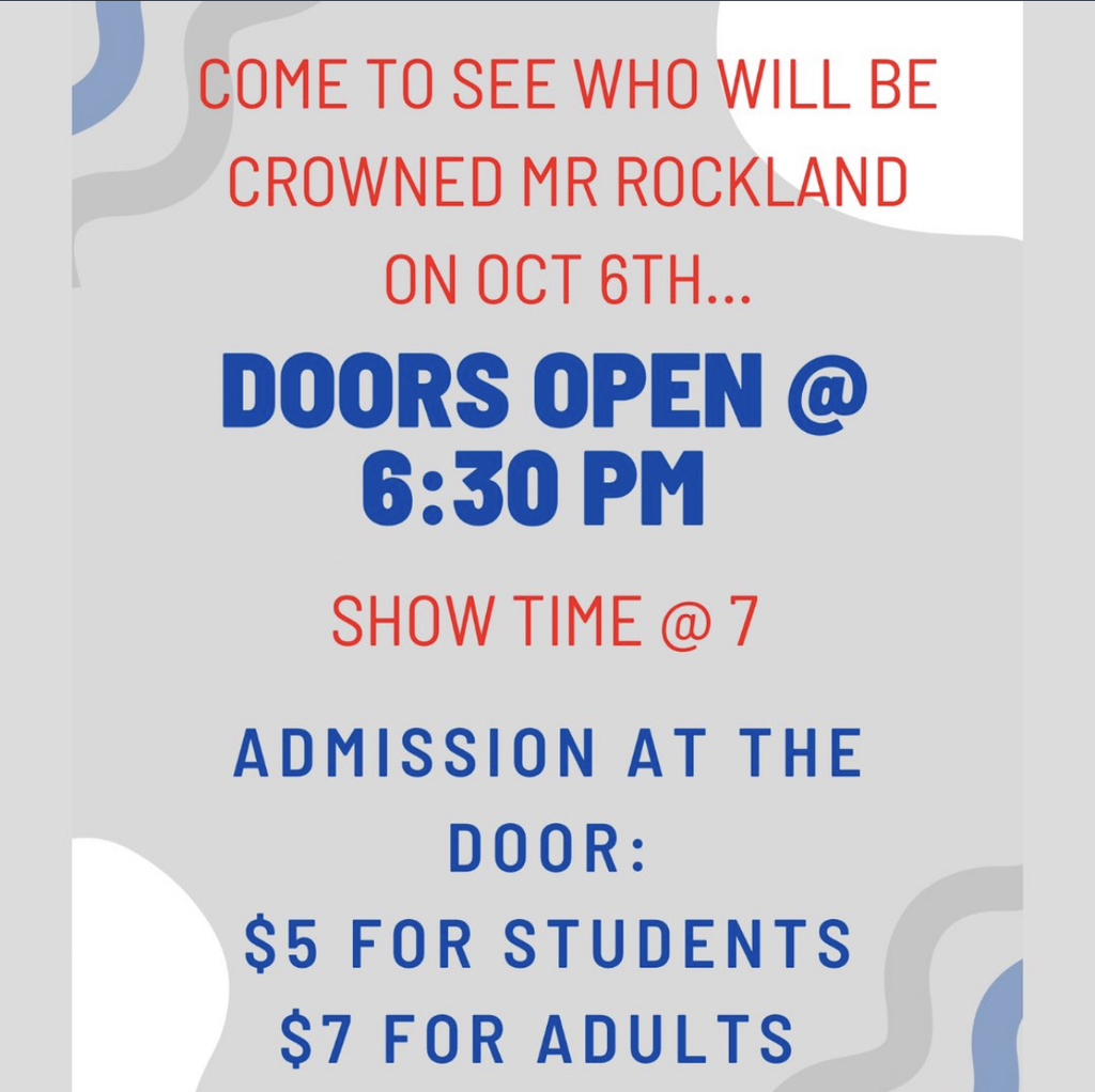 Mr. Rockland advertisement. Gray background with blue text 