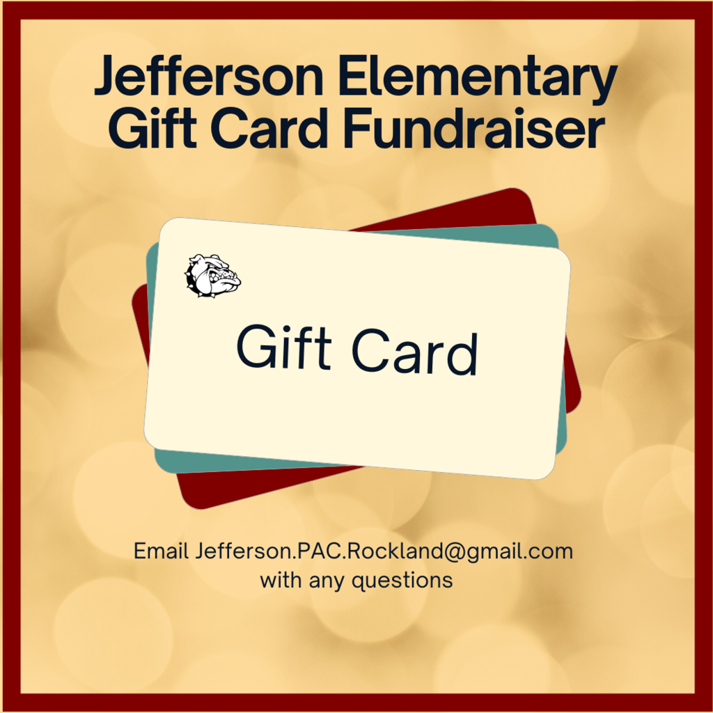 Gift card fundraiser picture of a gift card with sparkly gold background and red border