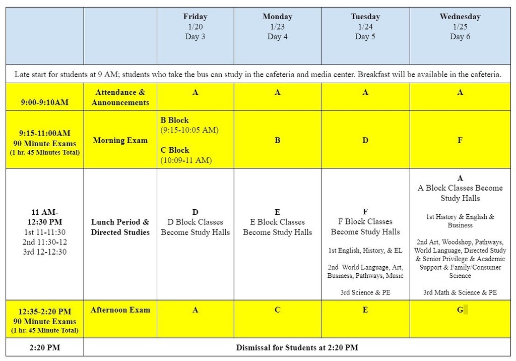Midterm Exam Schedule