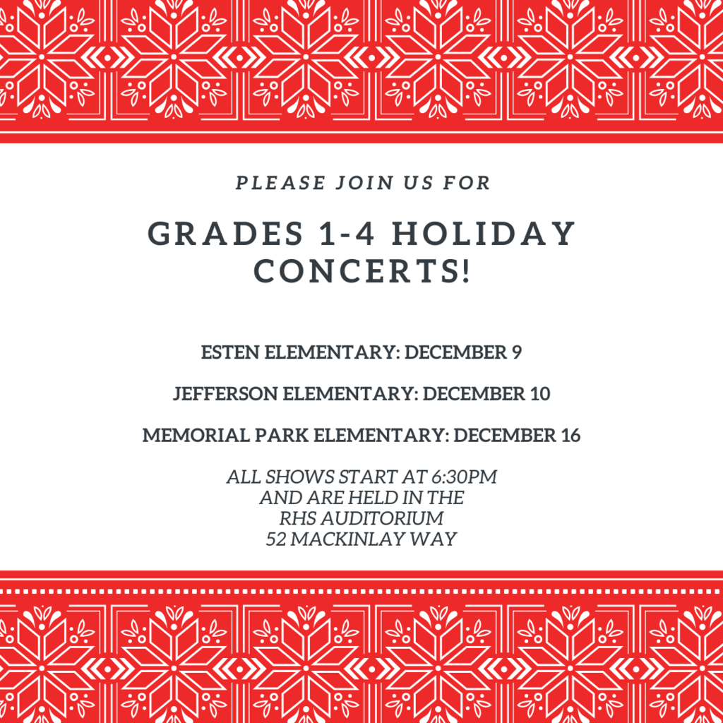 Grade 1-4 Holiday Show Schedule 2019
