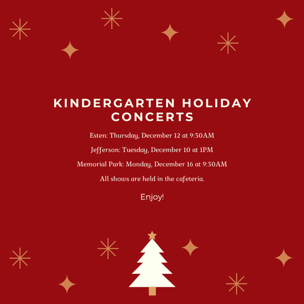 Kindergarten Holiday Concert Schedule 2019