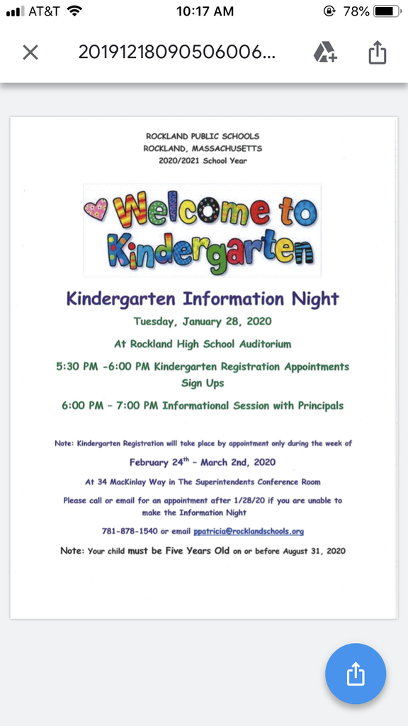 Kindergarten Information Night is tonight!